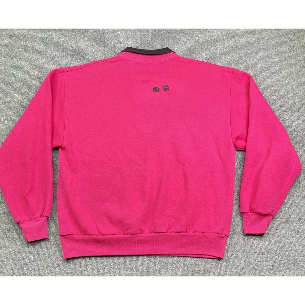 Vintage 90's Jerzees Sweatshirt Women's L Cats Pullover Pink Collared - Picture 3 of 9